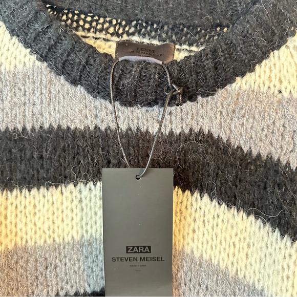 New Zara $139 Steven Meisel Striped Oversized Alpaca Blend Sweater 6693/350 XS M - Picture 9 of 10